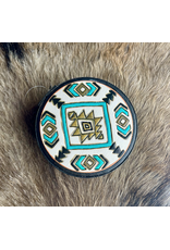 TRAVEL JEWELRY BOX TOOLED LEATHER AZTEC BLACK