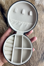 TRAVEL JEWELRY BOX TOOLED LEATHER AZTEC BLACK