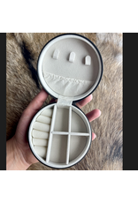 TRAVEL JEWELRY BOX TOOLED LEATHER AZTEC BLACK