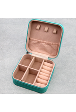 TRAVEL JEWELRY BOX PINK  SQUARE LEATHER WITH SERENITY PRAYER