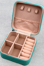 TRAVEL JEWELRY BOX PINK  SQUARE LEATHER WITH SERENITY PRAYER