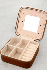 TRAVEL JEWELRY CASE LEATHER TOOLED WITH WESTERN CONCHO