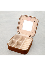 TRAVEL JEWELRY CASE LEATHER TOOLED WITH WESTERN CONCHO