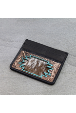 WESTERN TOOLED LEATHER CARD HOLDER BLACK