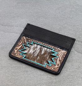WESTERN TOOLED LEATHER CARD HOLDER BLACK
