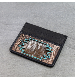 WESTERN TOOLED LEATHER CARD HOLDER BLACK