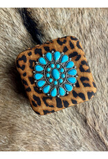 WESTERN TRAVEL CASE JEWELRY CASE LEOPARD WITH TURQ CONCHO