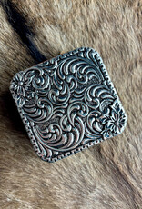 TRAVEL JEWELRY BOX LEATHER METAL PLATED FLORAL