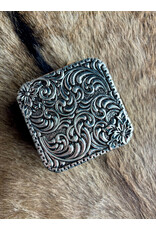 TRAVEL JEWELRY BOX LEATHER METAL PLATED FLORAL