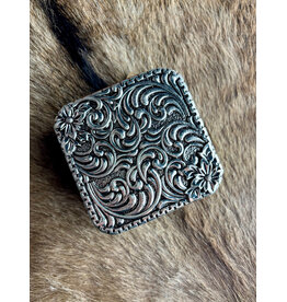 TRAVEL JEWELRY BOX LEATHER METAL PLATED FLORAL