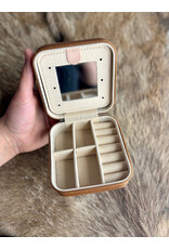 TRAVEL JEWELRY BOX LEATHER METAL PLATED FLORAL