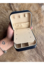 TRAVEL JEWELRY BOX LEATHER METAL PLATED FLORAL