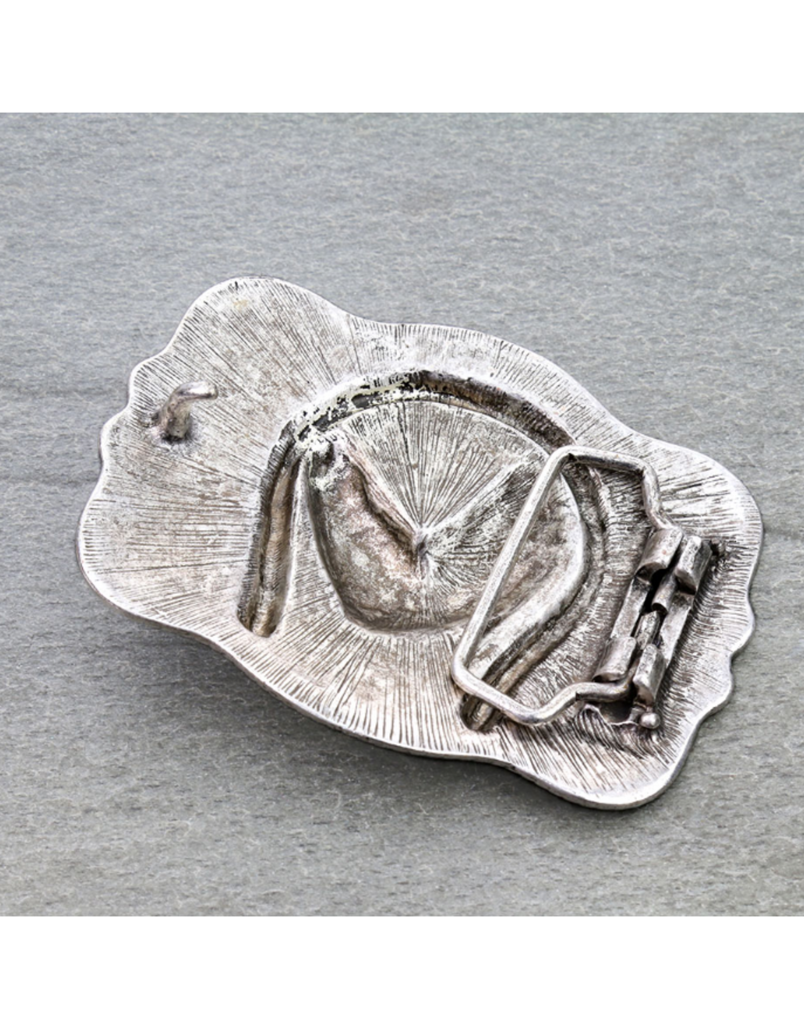 METAL HORSE BELT BUCKLE SILVER
