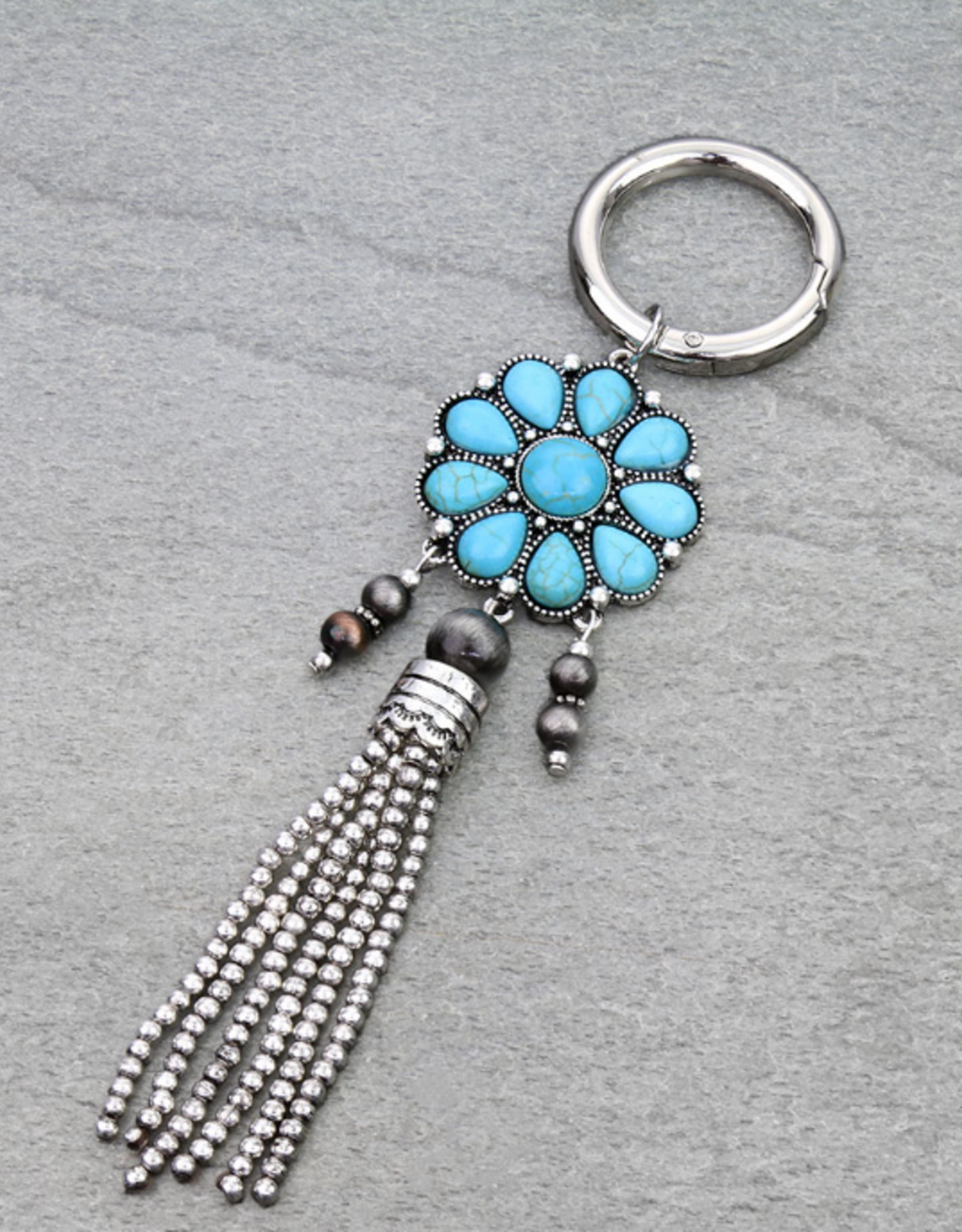 KEYCHAIN WESTERN CINCHI WITH BEAD FRINGE