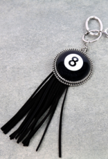 KEYCHAIN 8 BALL BLACK WITH TASSEL