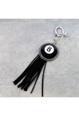KEYCHAIN 8 BALL BLACK WITH TASSEL
