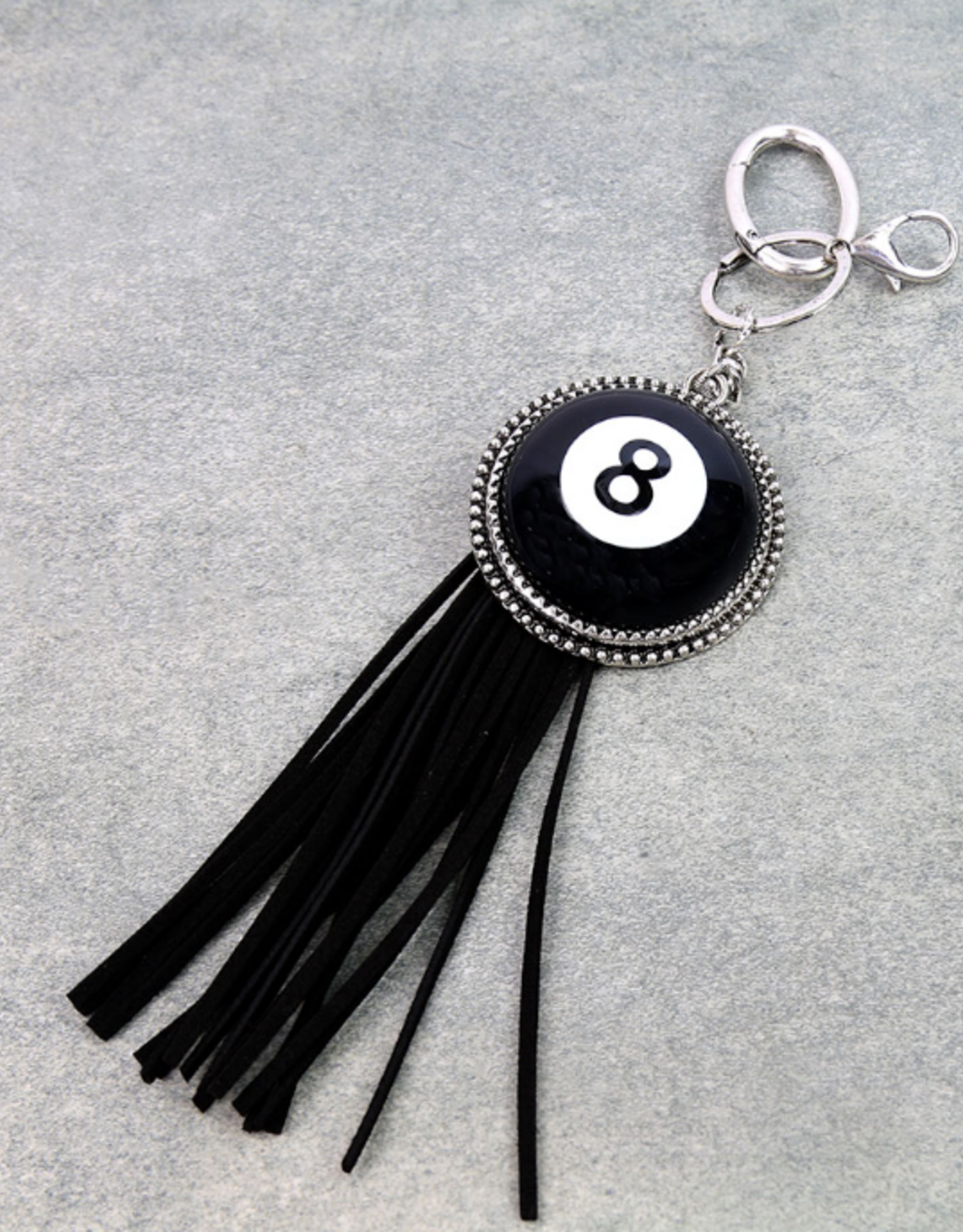 KEYCHAIN 8 BALL BLACK WITH TASSEL