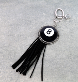 KEYCHAIN 8 BALL BLACK WITH TASSEL
