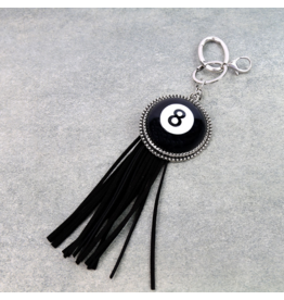 KEYCHAIN 8 BALL BLACK WITH TASSEL