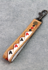 LEATHER KEY CHAIN TOOLED CARDS "POKER"