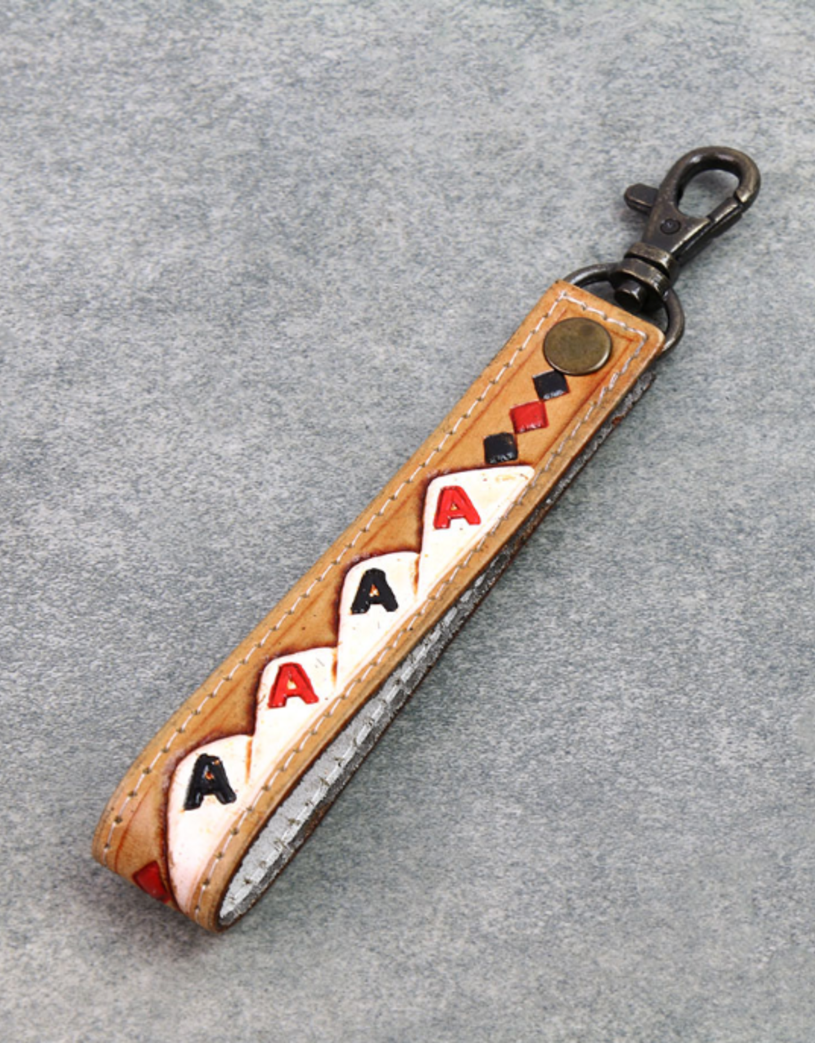 LEATHER KEY CHAIN TOOLED CARDS "POKER"