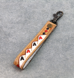 LEATHER KEY CHAIN TOOLED CARDS "POKER"