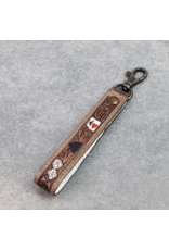 LEATHER KEY CHAIN TOOLED CARDS & DICE "GAMBLE"