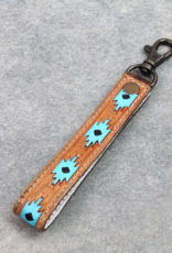 KEYCHAIN LEATHER TURQUOISE AZTEC
