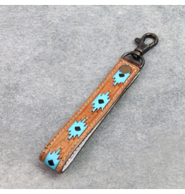 KEYCHAIN LEATHER TURQUOISE AZTEC