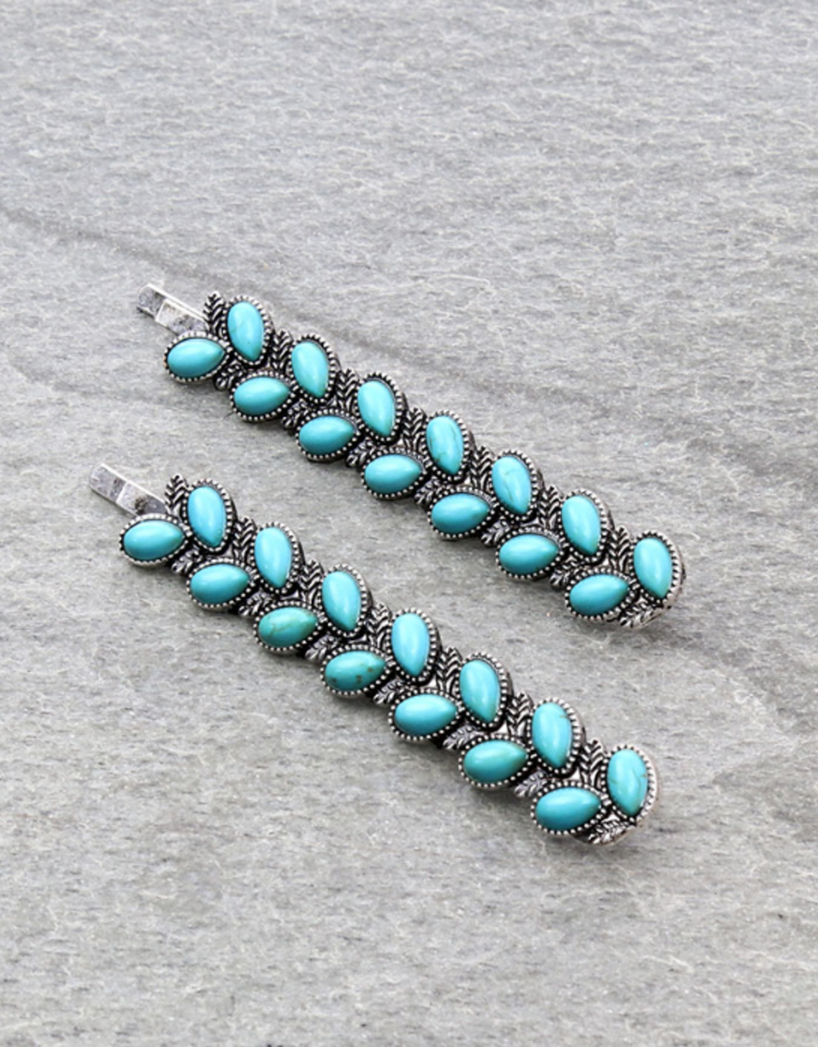 WESTERN BOBBY PINS SET OF 2 TURQUOISE STONES