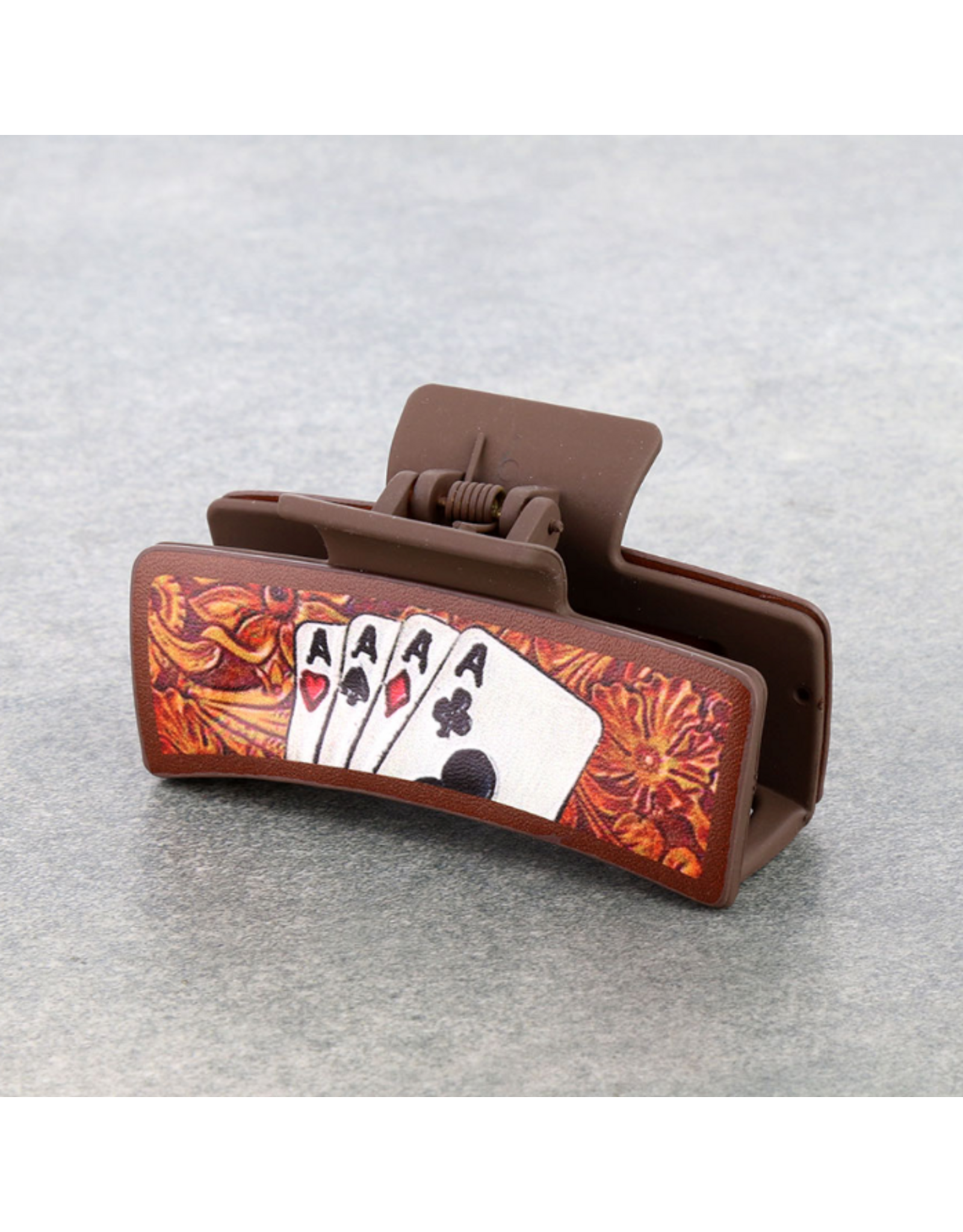 WESTERN HAIR CLAW CLIP BROWN 4 ACES