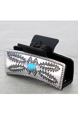 WESTERN HAIR CLAW CLIP BALCK METAL PLATED AZTEC