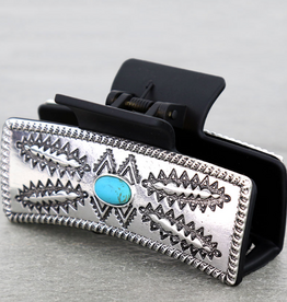 WESTERN HAIR CLAW CLIP BALCK METAL PLATED AZTEC