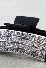 WESTERN HAIR CLAW CLIP BLACK  METAL PLATED RAISED BEADS