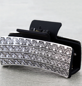 WESTERN HAIR CLAW CLIP BLACK  METAL PLATED RAISED BEADS