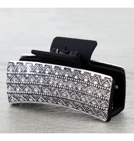 WESTERN HAIR CLAW CLIP BLACK  METAL PLATED RAISED BEADS