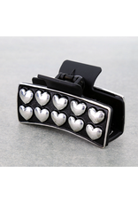 WESTERN HAIR CLAW CLIP BLACK METAL BUBBLE HEARTS