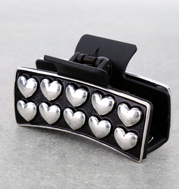 WESTERN HAIR CLAW CLIP BLACK METAL BUBBLE HEARTS