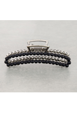 HAIR CLAW CLIP 4.25" STONE BEAD BLACK