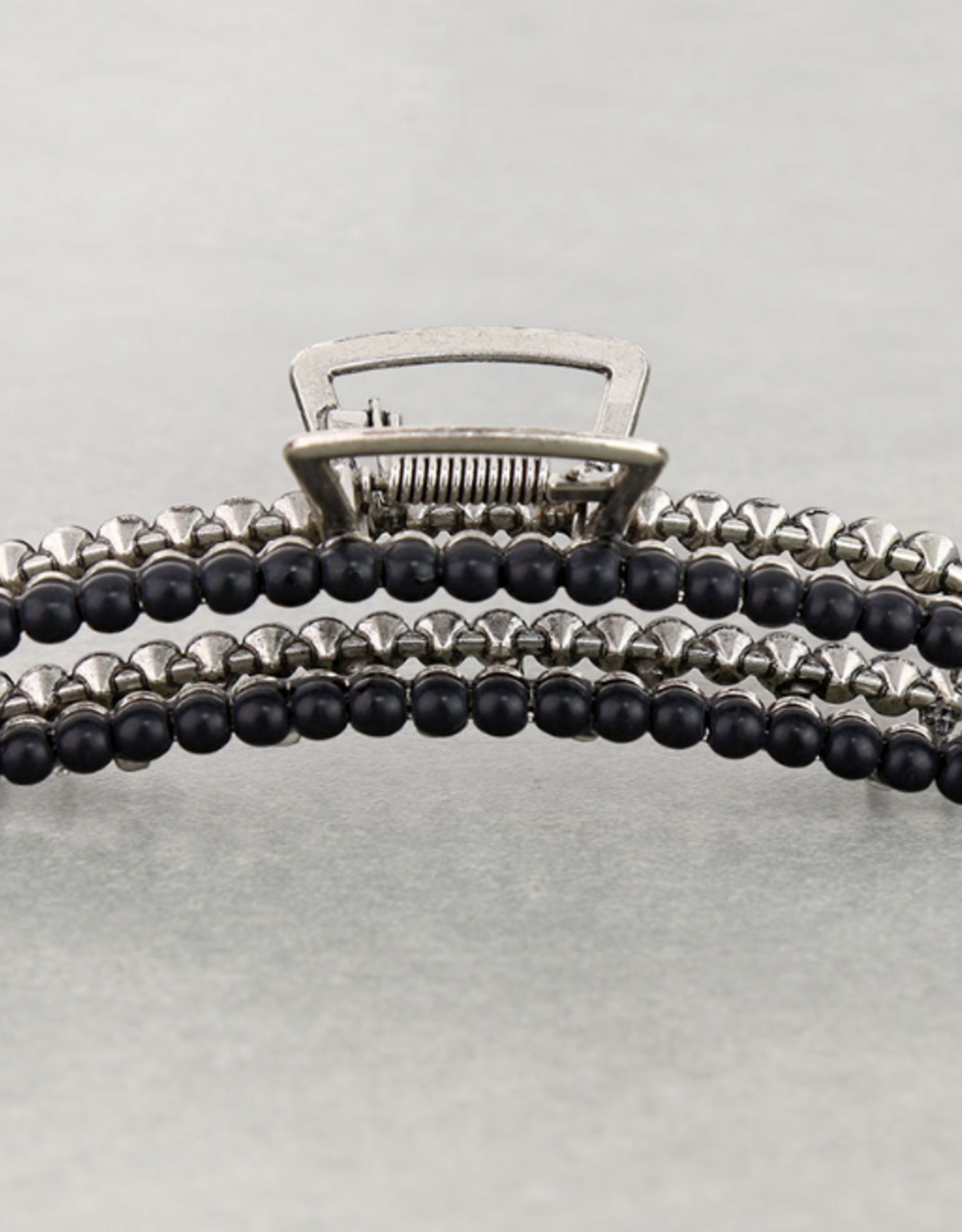 HAIR CLAW CLIP 4.25" STONE BEAD BLACK