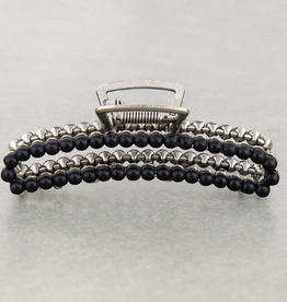 HAIR CLAW CLIP 4.25" STONE BEAD BLACK