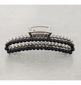 HAIR CLAW CLIP 4.25" STONE BEAD BLACK
