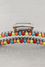 HAIR CLAW CLIP 4.25" STONE BEAD MULTI COLOR