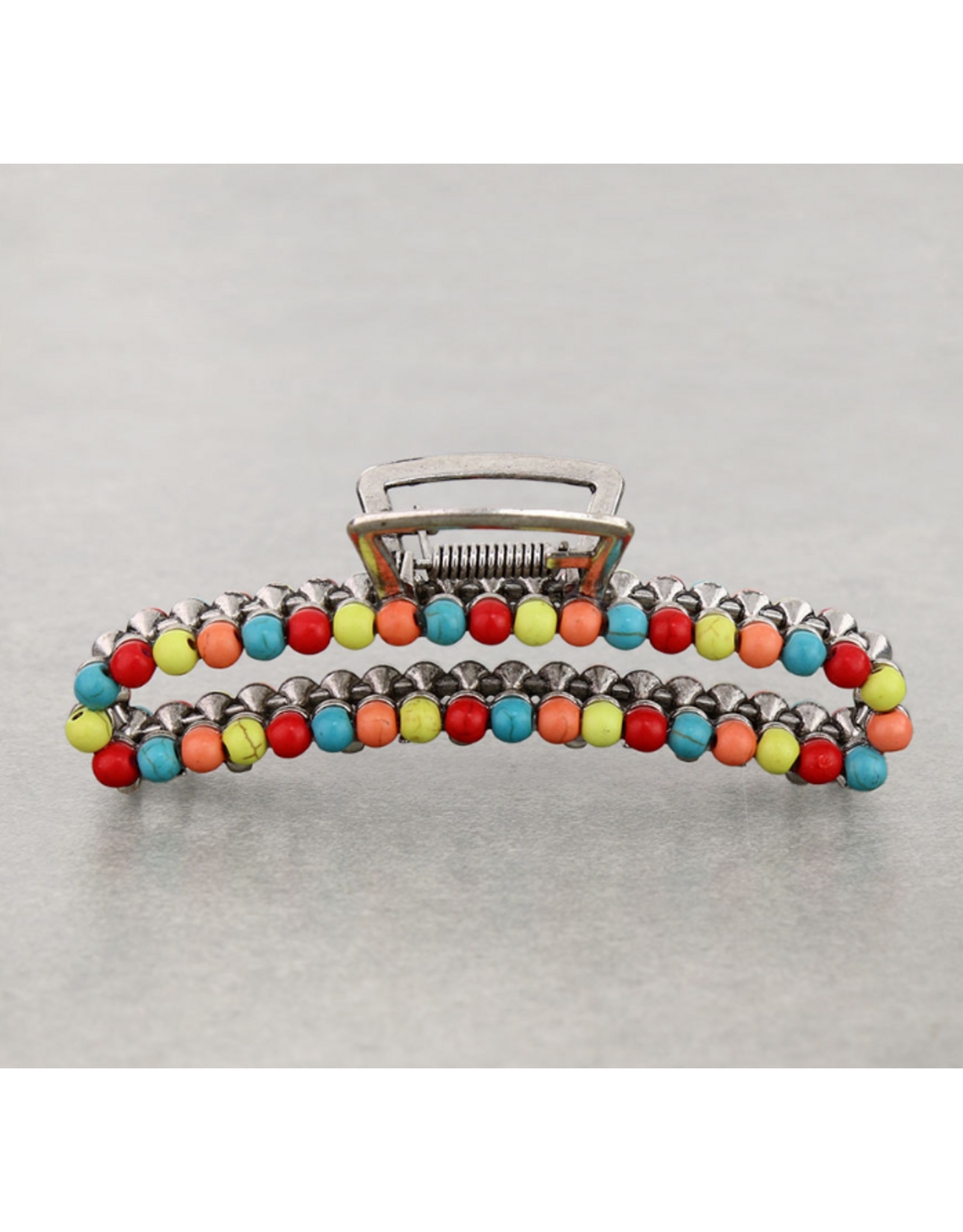 HAIR CLAW CLIP 4.25" STONE BEAD MULTI COLOR