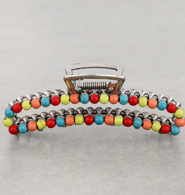 HAIR CLAW CLIP 4.25" STONE BEAD MULTI COLOR