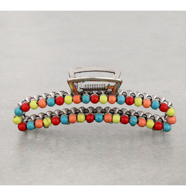 HAIR CLAW CLIP 4.25" STONE BEAD MULTI COLOR