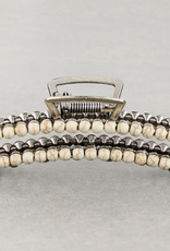 HAIR CLAW CLIP 4.25" STONE BEAD WHITE