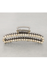 HAIR CLAW CLIP 4.25" STONE BEAD WHITE