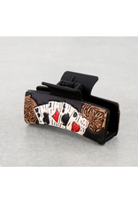 WESTERN HAIR CLAW CLIP LEATHER 4 ACES WILD