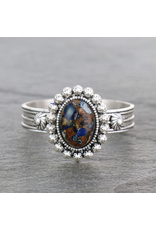 BRACELET CUFF BROWN AND BLUE STONE